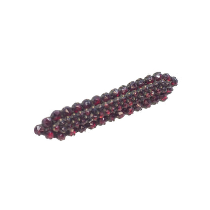 Antique 1920s Red Bohemian Garnet and Gilt Cluster Bar Pin Brooch