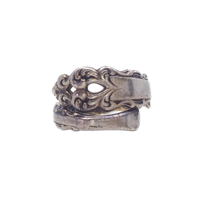 Antique 1920s Art Deco Spoon Silver Bypass Ring Size 6.5