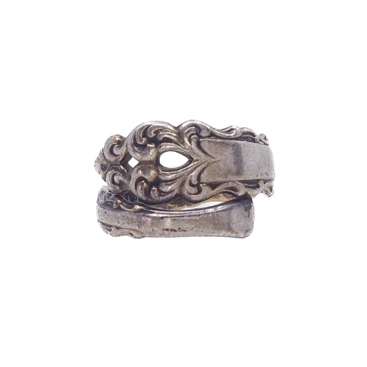 Antique 1920s Art Deco Spoon Silver Bypass Ring Size 6.5