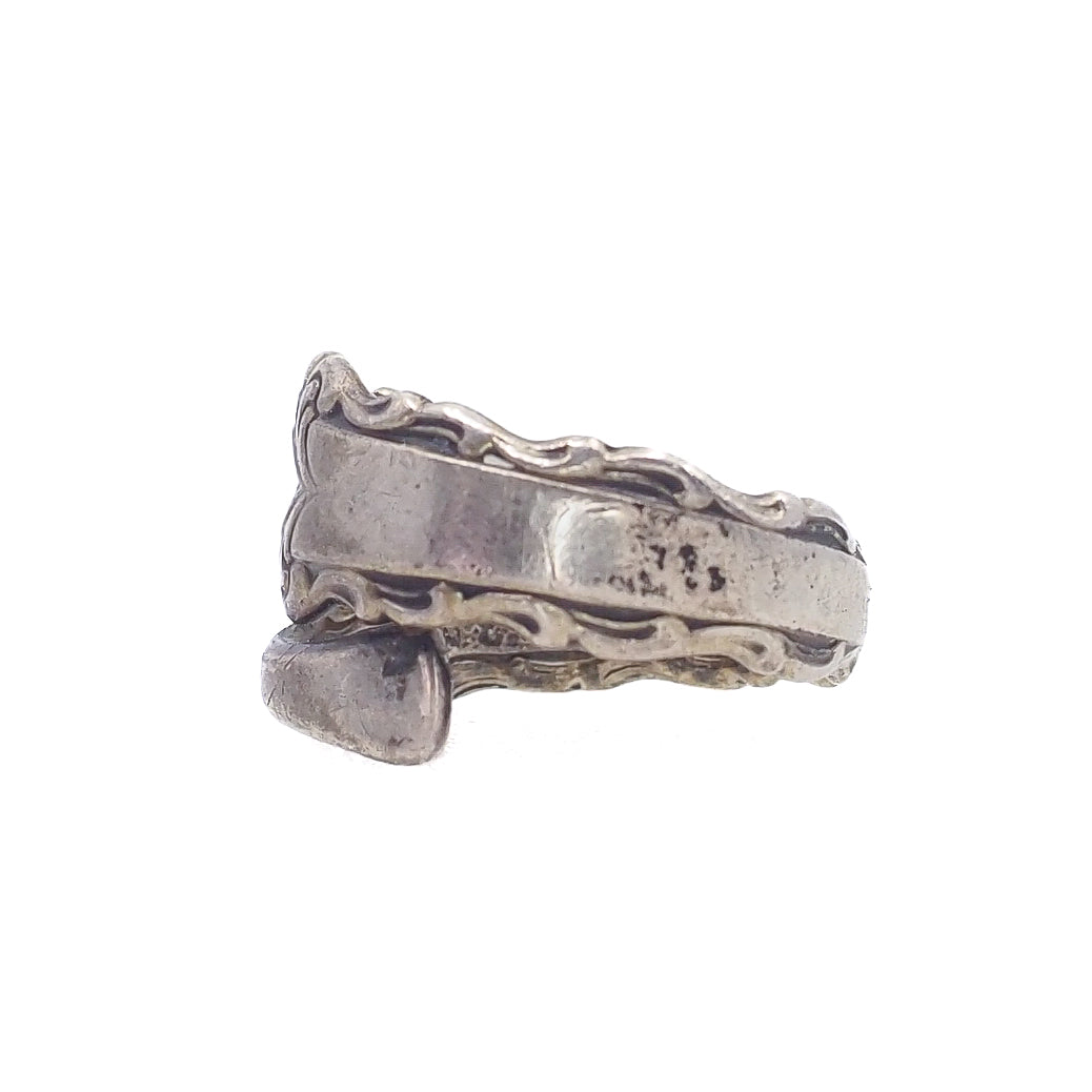 Antique 1920s Art Deco Spoon Silver Bypass Ring Size 6.5