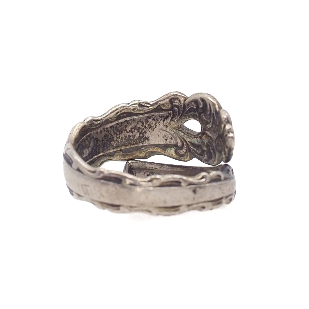 Antique 1920s Art Deco Spoon Silver Bypass Ring Size 6.5
