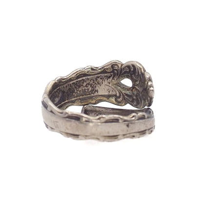 Antique 1920s Art Deco Spoon Silver Bypass Ring Size 6.5