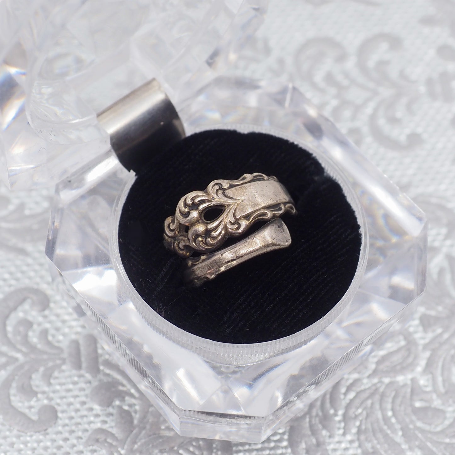 Antique 1920s Art Deco Spoon Silver Bypass Ring Size 6.5