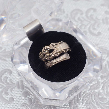 Antique 1920s Art Deco Spoon Silver Bypass Ring Size 6.5