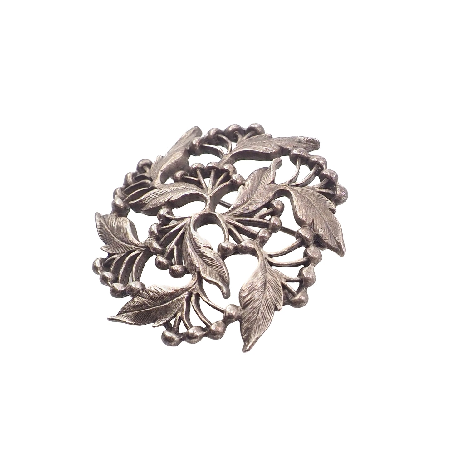 Vintage 1960s Ornate Foliate Plant Silver Plate Unisex Brooch