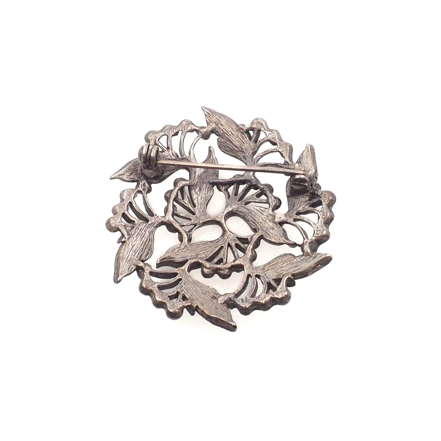 Vintage 1960s Ornate Foliate Plant Silver Plate Unisex Brooch