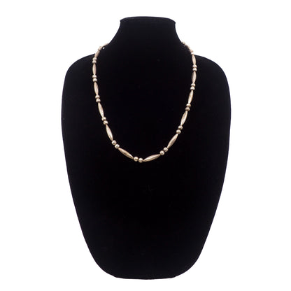 Vintage 1970s Sterling Silver Navajo Native American Hand Made Bead Single Strand 28.5" Necklace