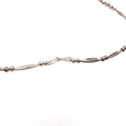 Vintage 1970s Sterling Silver Navajo Native American Hand Made Bead Single Strand 28.5" Necklace