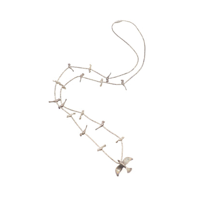 Vintage 1970s Zuni Sterling Silver Bird Fetish Single Strand 26.5" Necklace