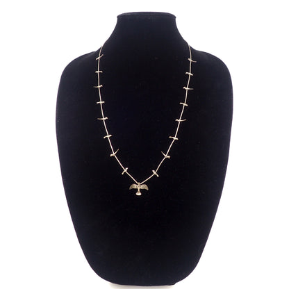 Vintage 1970s Zuni Sterling Silver Bird Fetish Single Strand 26.5" Necklace