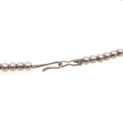 Vintage 1970s Sterling Silver Hollow Bead Graduated Choker 16" Necklace