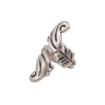 Vintage 1960s TAXCO Mexico Sterling Silver Large Bypass Wrap Statement Ring Size 8.5