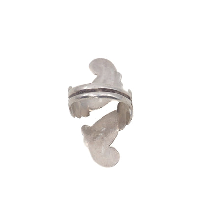Vintage 1960s TAXCO Mexico Sterling Silver Large Bypass Wrap Statement Ring Size 8.5