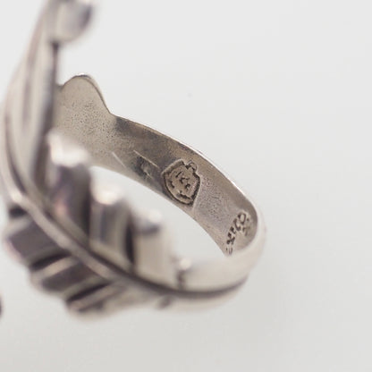 Vintage 1960s TAXCO Mexico Sterling Silver Large Bypass Wrap Statement Ring Size 8.5