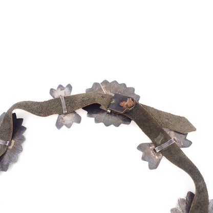 Antique 1920s Silver and Leather Native American Butterfly Concho Navajo 36" Belt