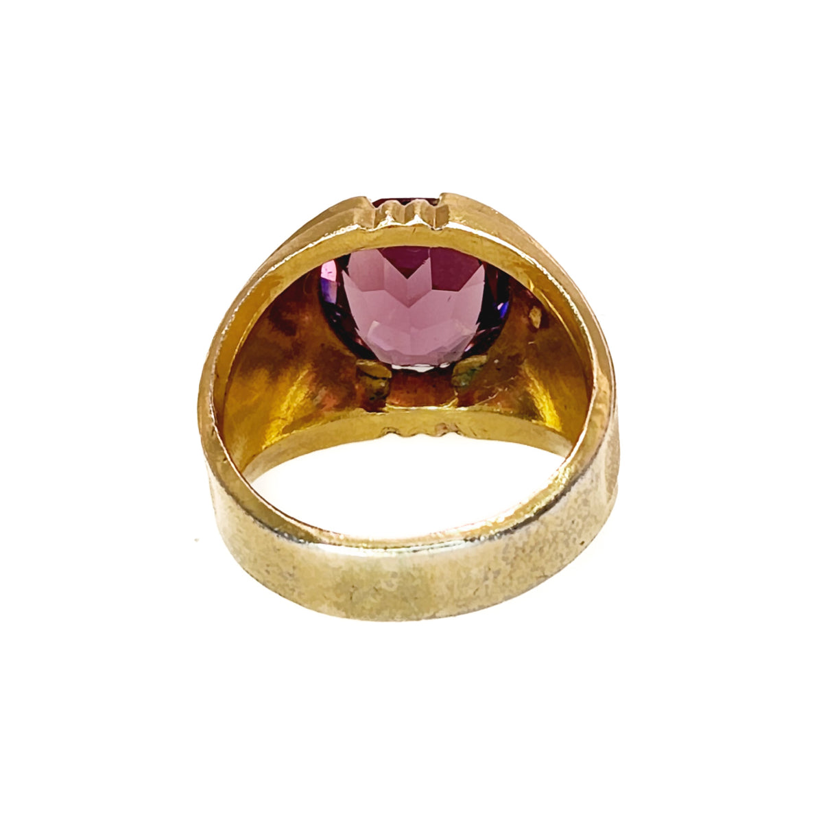 Vintage 1960s CLARK & COOMBS Purple Glass and 10K Gold Filled Unisex Ring Size 6.25 image 1