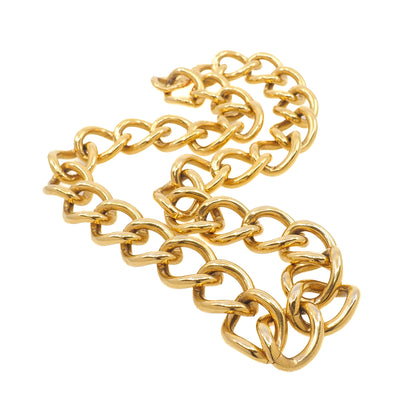 Vintage 1970s MONET Chunky Gold Tone Long Necklace - 70s Yellow Gold Cable Chain Necklace - Vintage Statement Necklace