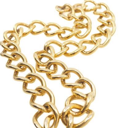 Vintage 1970s MONET Chunky Gold Tone Long Necklace - 70s Yellow Gold Cable Chain Necklace - Vintage Statement Necklace