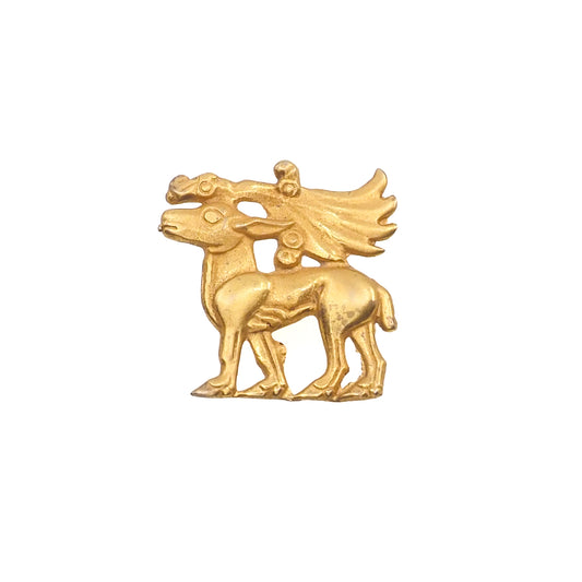 Vintage 1980s Metropolitan Museum of Art Vermeil Scythian Dress Ornament Brooch