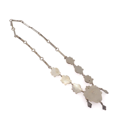 Vintage 1970s Mexico Sterling Silver and Rainbow Opalescent Glass Statement 22" Necklace