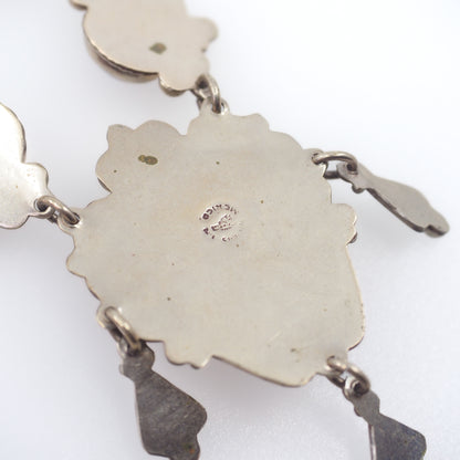 Vintage 1970s Mexico Sterling Silver and Rainbow Opalescent Glass Statement 22" Necklace