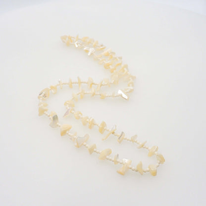 Vintage 1970s Mother of Pearl Bead 30" Opera Length Single Strand Necklace