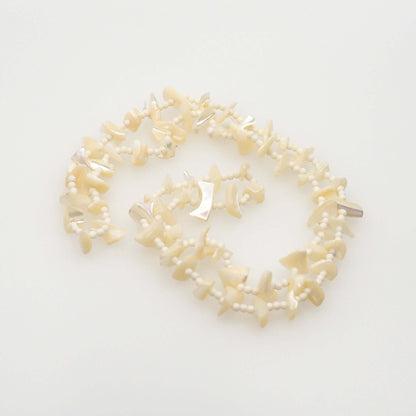 Vintage 1970s Mother of Pearl Bead 30" Opera Length Single Strand Necklace