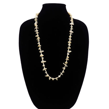 Vintage 1970s Mother of Pearl Bead 30" Opera Length Single Strand Necklace