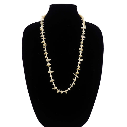 Vintage 1970s Mother of Pearl Bead 30" Opera Length Single Strand Necklace