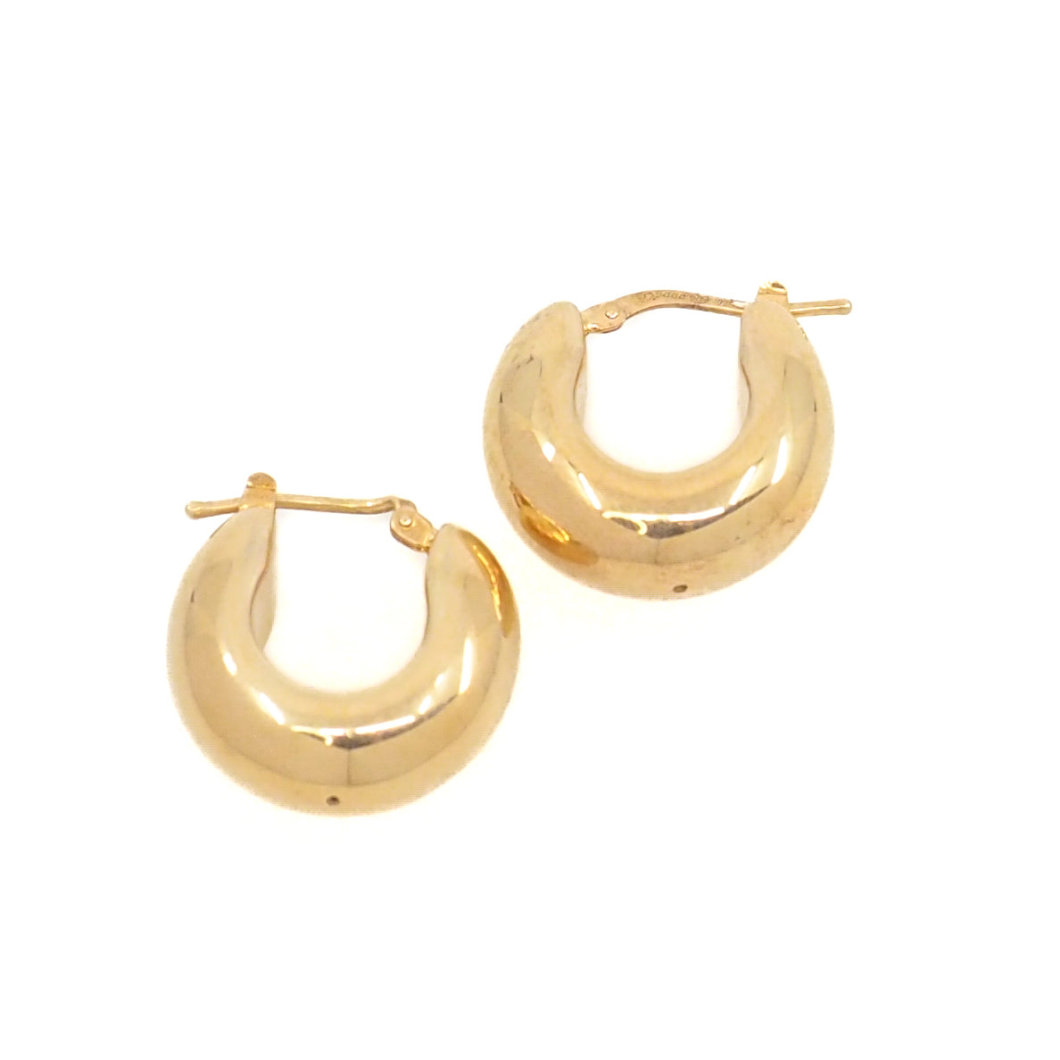 Vintage 1980s Italian Vermeil Puffy Hoop Pierced Earrings