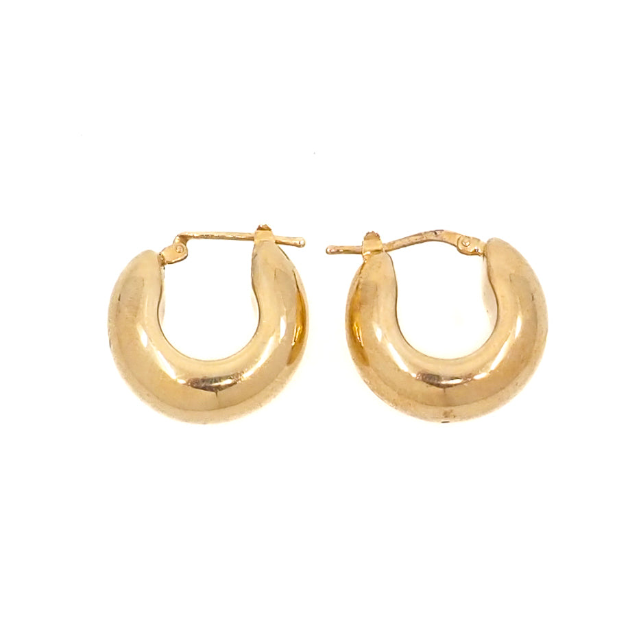 Vintage 1980s Italian Vermeil Puffy Hoop Pierced Earrings