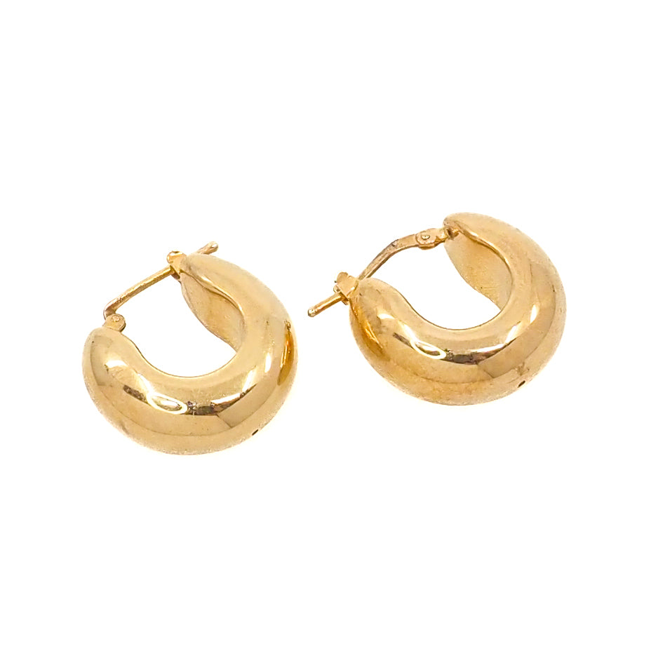 Vintage 1980s Italian Vermeil Puffy Hoop Pierced Earrings