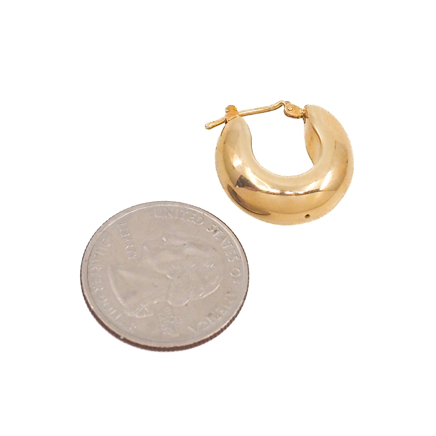 Vintage 1980s Italian Vermeil Puffy Hoop Pierced Earrings