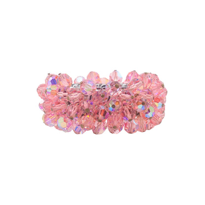 Vintage 1950s Cha-Cha Pink Aurora Borealis Bead Stretch Bracelet