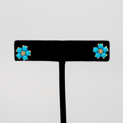 Vintage 1980er Metropolitan Museum of Art Lab Türkisblaues Blumenschmuck-Set