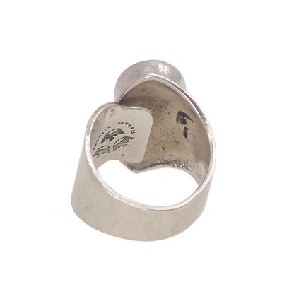 Vintage 1990s ROBERT NILSSON Mother-of-Pearl and Sterling Large Modernist Statement Ring Size 7