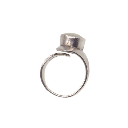 Vintage 1990s ROBERT NILSSON Mother-of-Pearl and Sterling Large Modernist Statement Ring Size 7