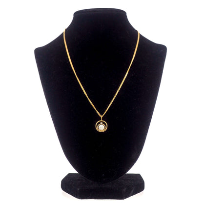 Vintage 1970s Japanese Cultured Akoya Pearl, Diamond, and Yellow Gold Filled 18" Necklace