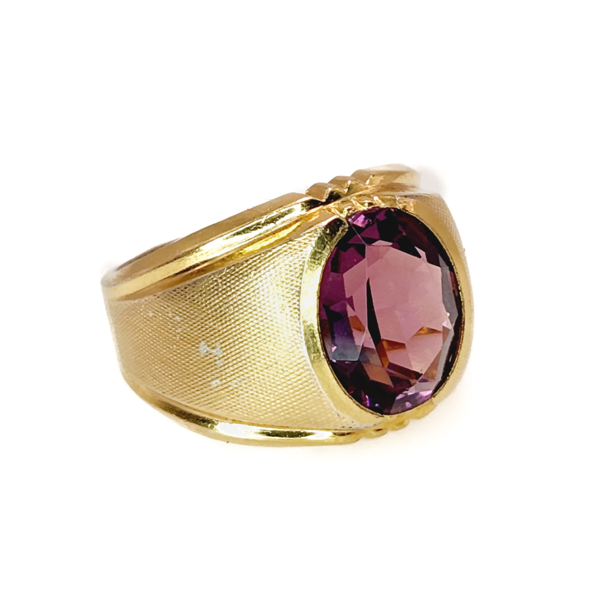 Vintage 1960s CLARK & COOMBS Purple Glass and 10K Gold Filled Unisex Ring Size 6.25 image 6