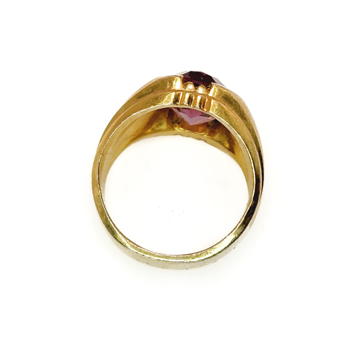 Vintage 1960s CLARK & COOMBS Purple Glass and 10K Gold Filled Unisex Ring Size 6.25 image 5