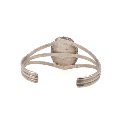 Vintage 1980er EUGENE BELONE Navajo Perlmutt Sterling Silber Manschette 6.5" Armband
