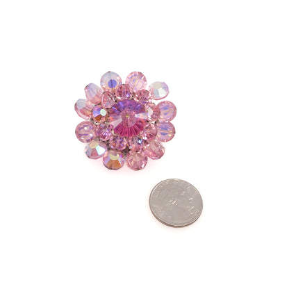 Vintage 1960s Pink Aurora Borealis Beaded Brooch