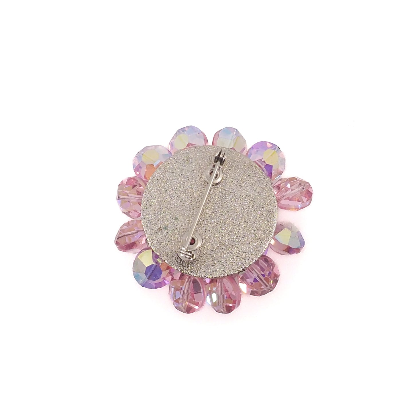 Vintage 1960s Pink Aurora Borealis Beaded Brooch