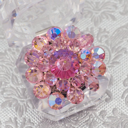 Vintage 1960s Pink Aurora Borealis Beaded Brooch