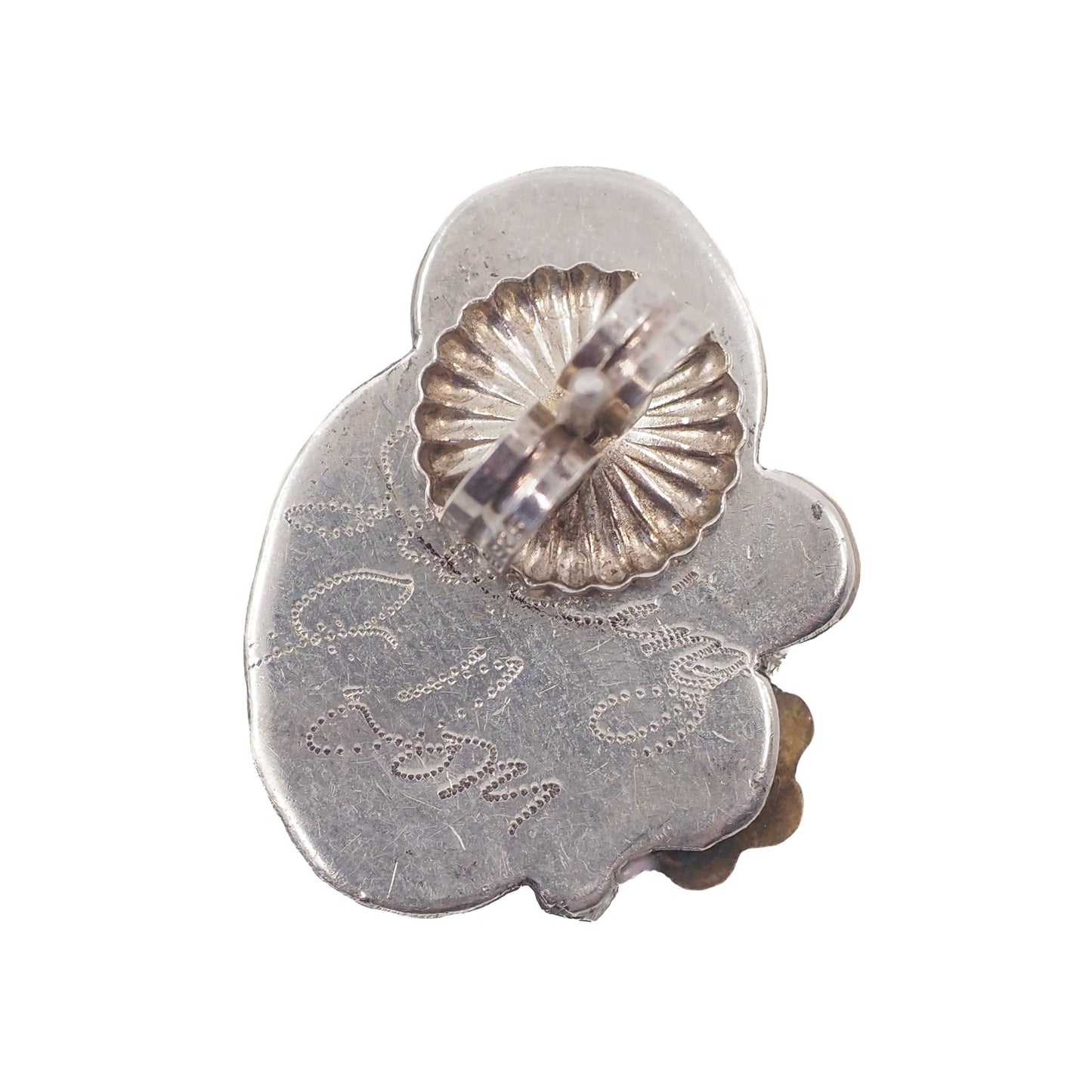 Vintage 1980er Navajo Ohrstecker in Blumenform mit blauem Türkis und vergoldetem Sterlingsilber