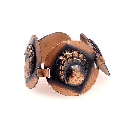 Vintage 1960s Mid-Century Modernist Copper Round Link 7.5" Bracelet