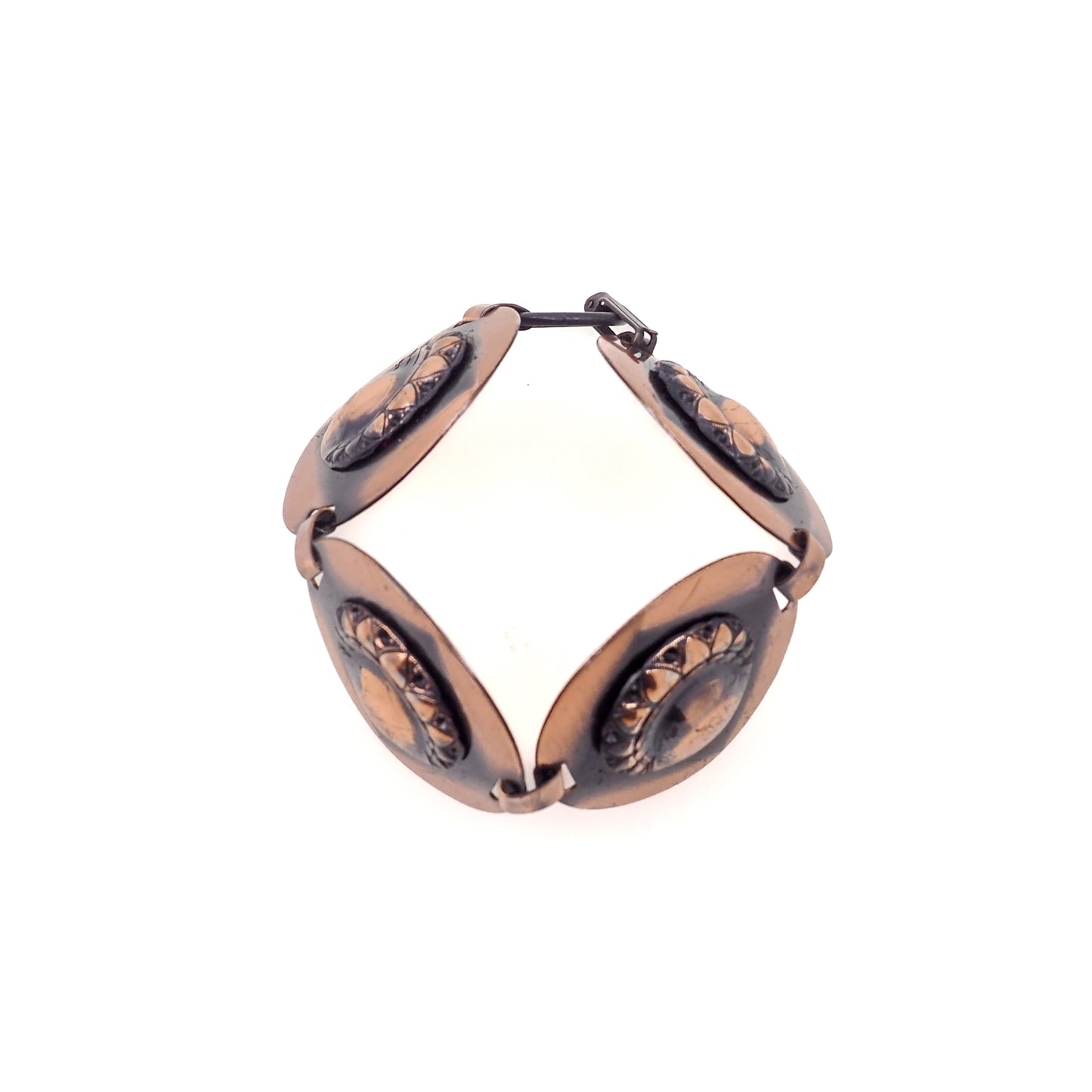 Vintage 1960s Mid-Century Modernist Copper Round Link 7.5" Bracelet