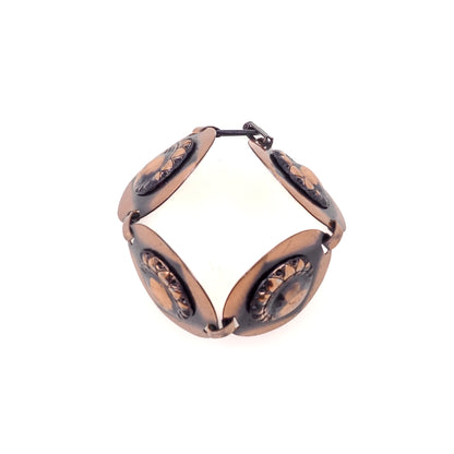 Vintage 1960s Mid-Century Modernist Copper Round Link 7.5" Bracelet