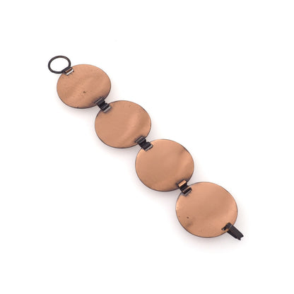 Vintage 1960s Mid-Century Modernist Copper Round Link 7.5" Bracelet