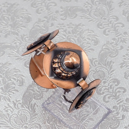 Vintage 1960s Mid-Century Modernist Copper Round Link 7.5" Bracelet